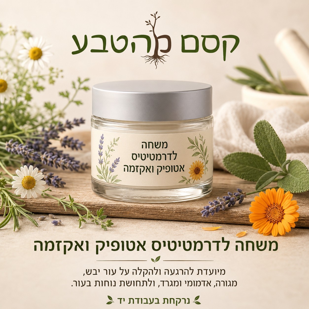 משחה לדרמטיטיס אטופיק/ אקזמה- רוקחות טבעית- בעבודת יד