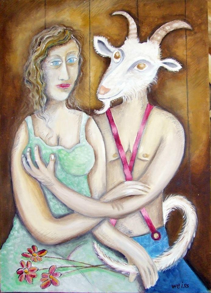 יחיאל וייס ציור שמן על בד Yechiel Weiss oil painting on canvas
