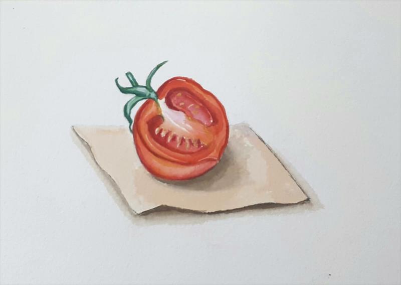 יחיאל וייס צייר עגבניה באקוורל Yehiel Weiss painted a tomato in Aquarelle