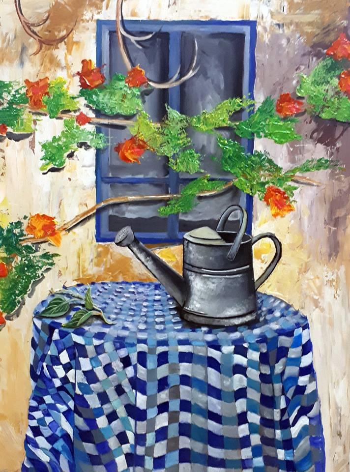 יחיאל וייס פרחים על שולחן Yehiel Weiss flowers on a table