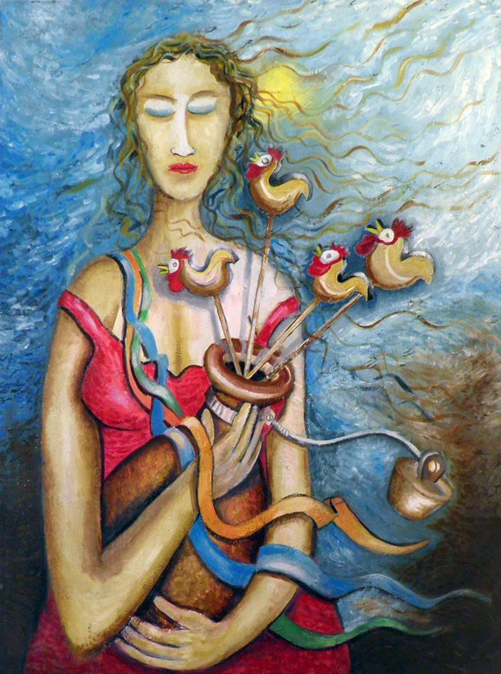 יחיאל וייס ציור שמן על בד Yechiel Weiss oil painting on canvas