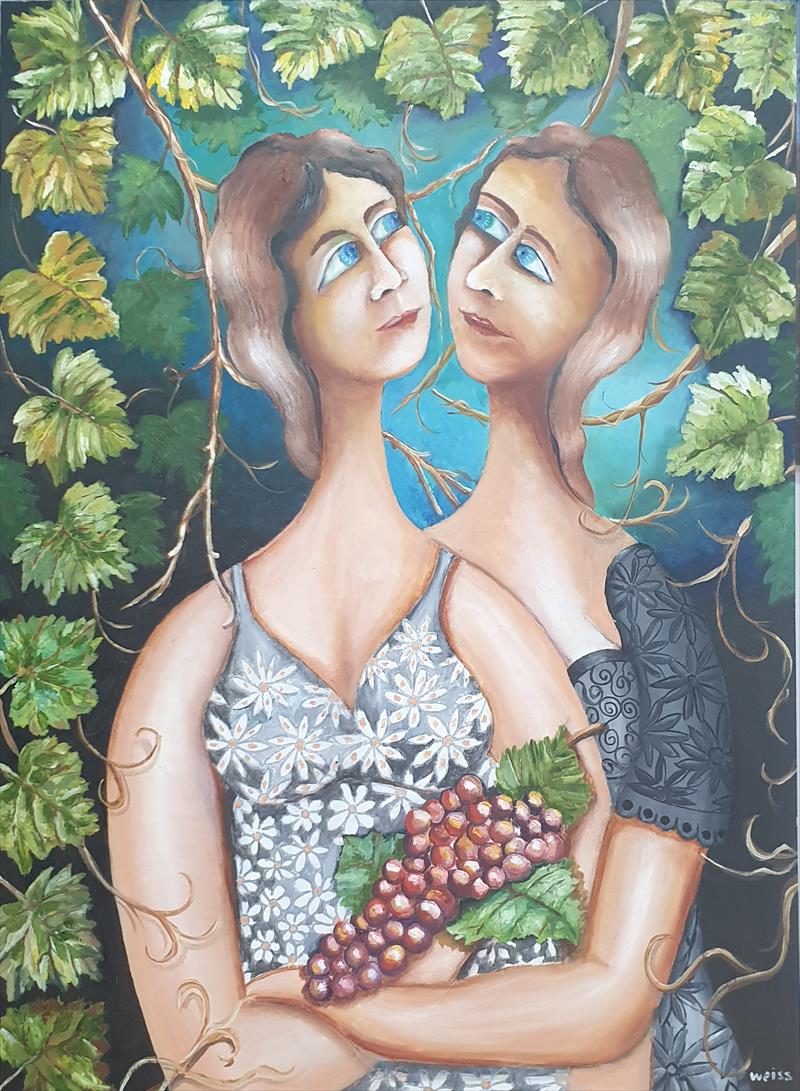 יחיאל וייס ציור שמן על עץ Yechiel Weiss oil painting on