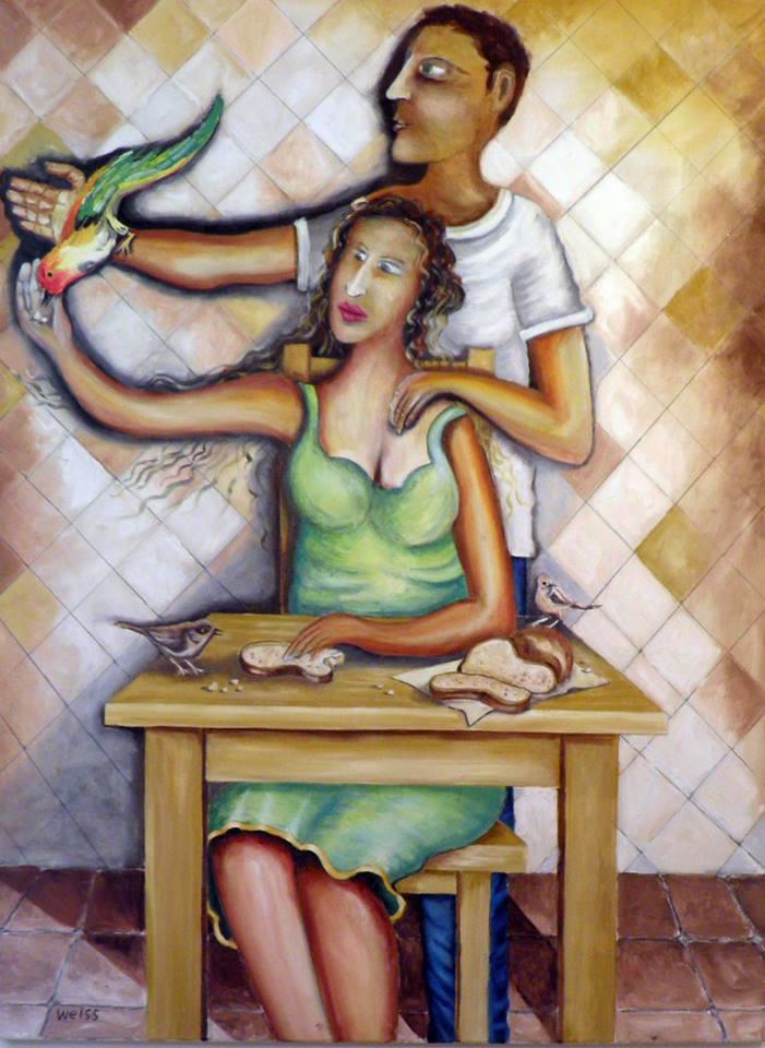 יחיאל וייס ציור שמן על בד Yechiel Weiss oil painting on canvas