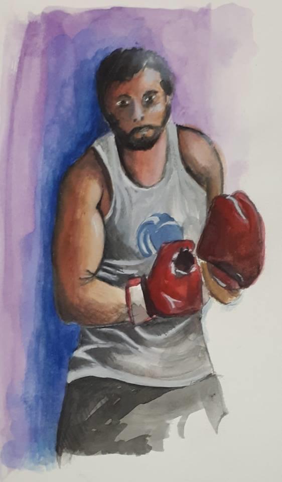 יחיאל וייס צייר טל וייס מתאגרף Yehiel Weiss painted a boxer Tal Weiss