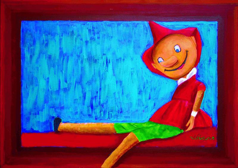Pinochio within fram Acrylic on canva w70xh50cm