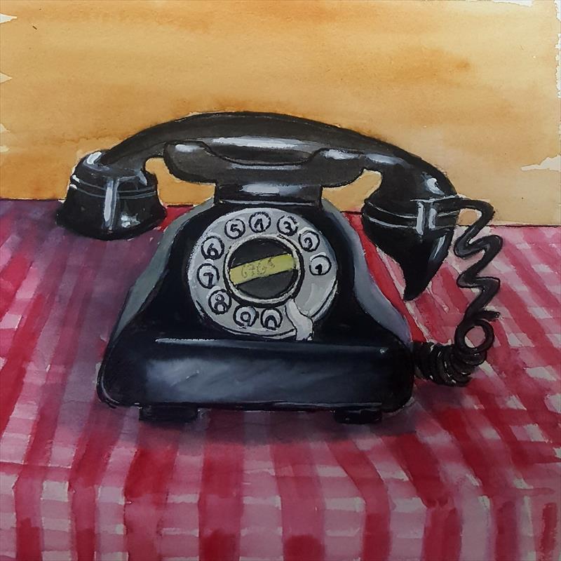 יחיאל וייס צייר טלפון אקוורל Yehiel Weiss painted a watercolor phone