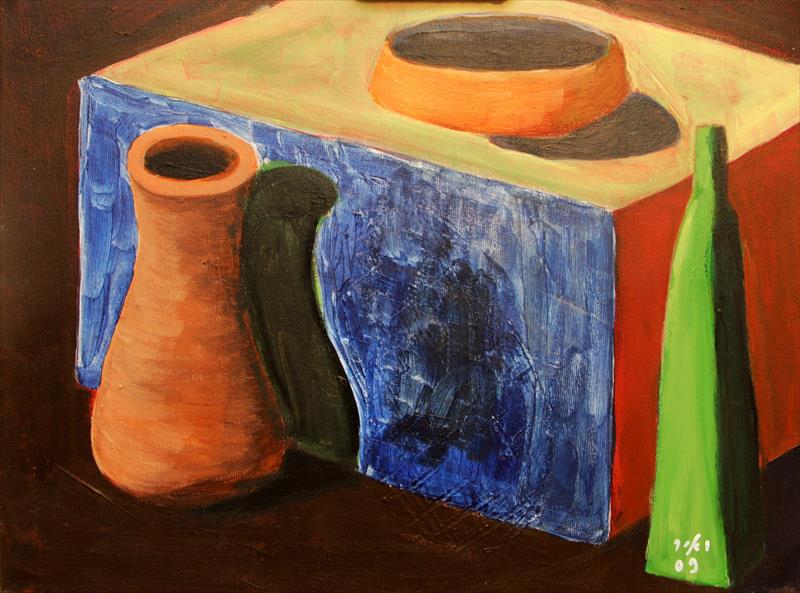 still life of cube acrylic on canvas w40xh30cm