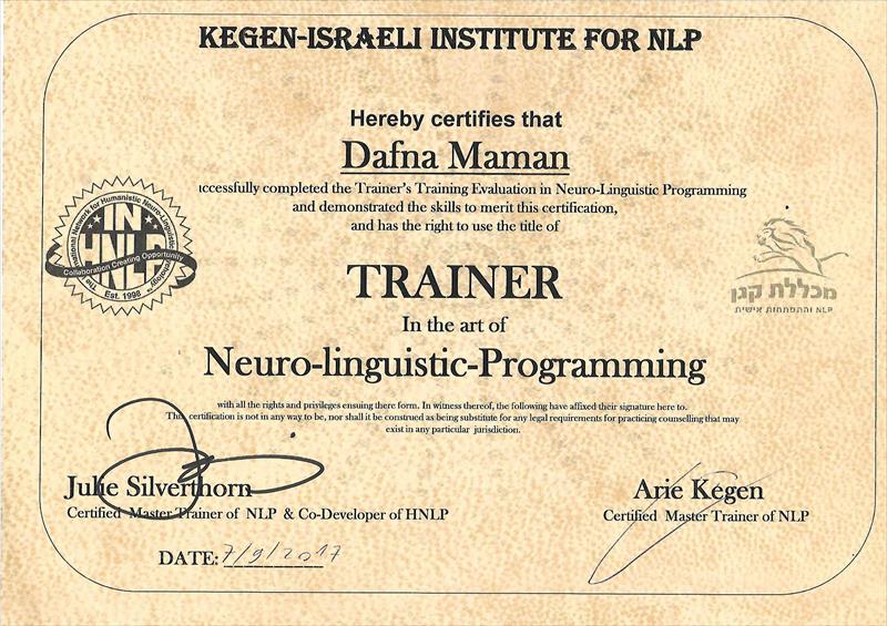 תעודת NLP TRAINER