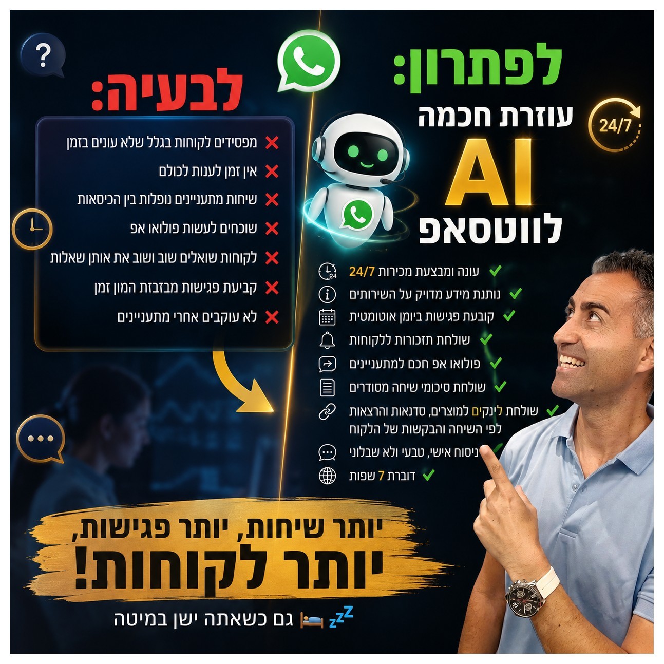 עוזרת חכמה AI ליותר - פגישות, מכירות, לקוחות משלמים