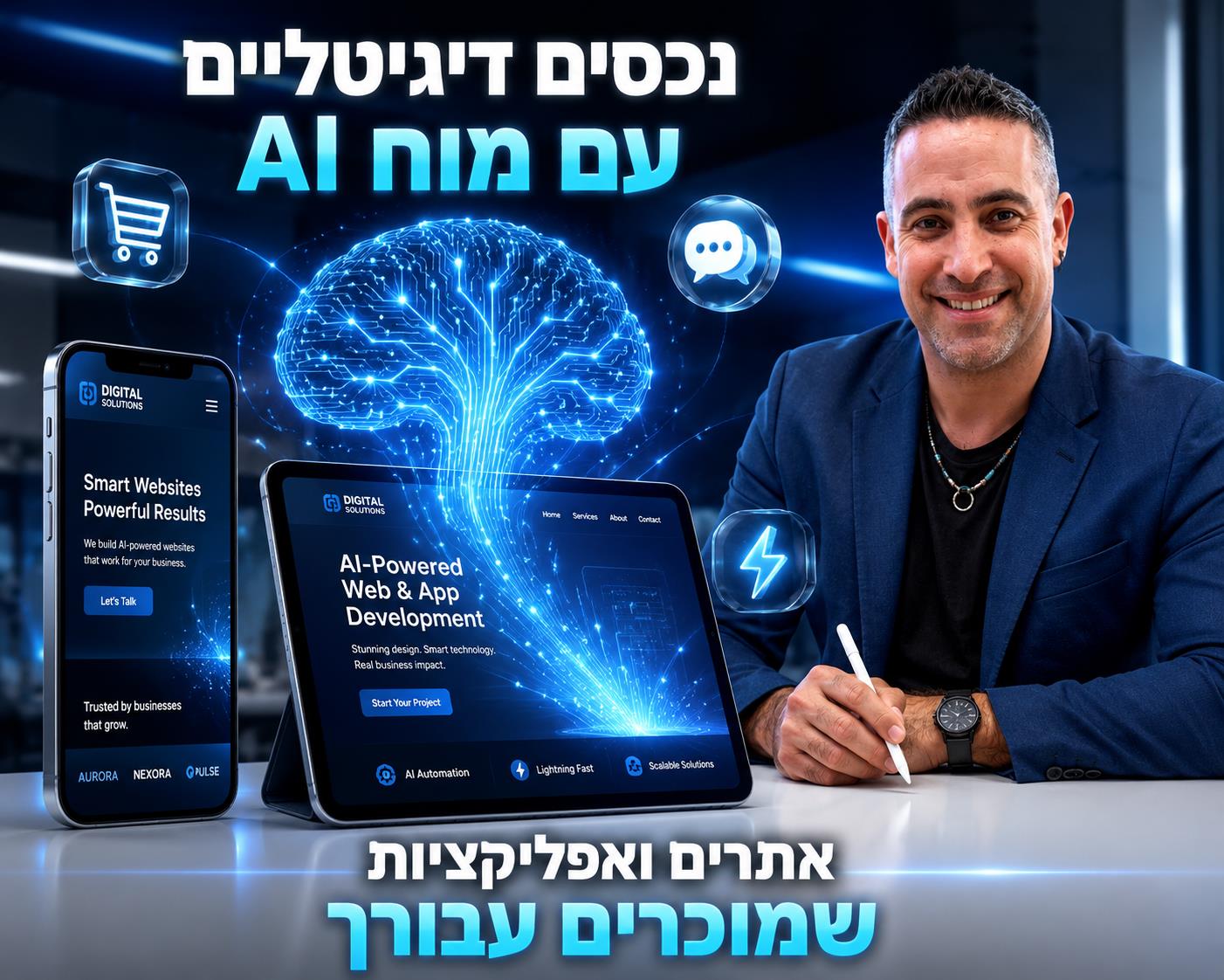בניית אתרים, דפי נחיתה ואפליקציות עם "מוח" AI